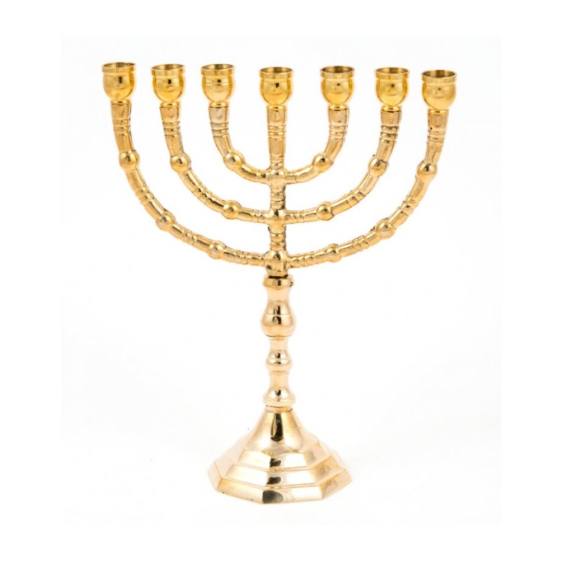 Seven Branch Menorah with Decorative Branches Gl... | 7 Branch Menorah