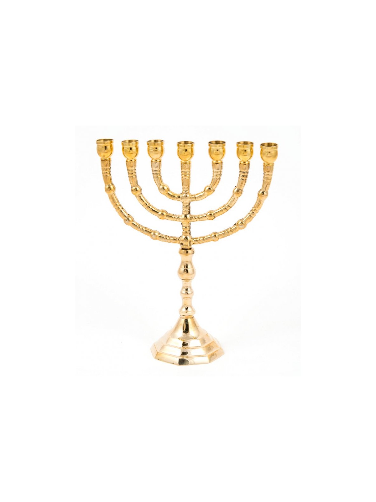 Seven Branch Menorah with Decorative Branches Gl... | 7 Branch Menorah