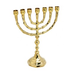 Seven Branch Menorah with Decorative Branches Gl... | 7 Branch Menorah
