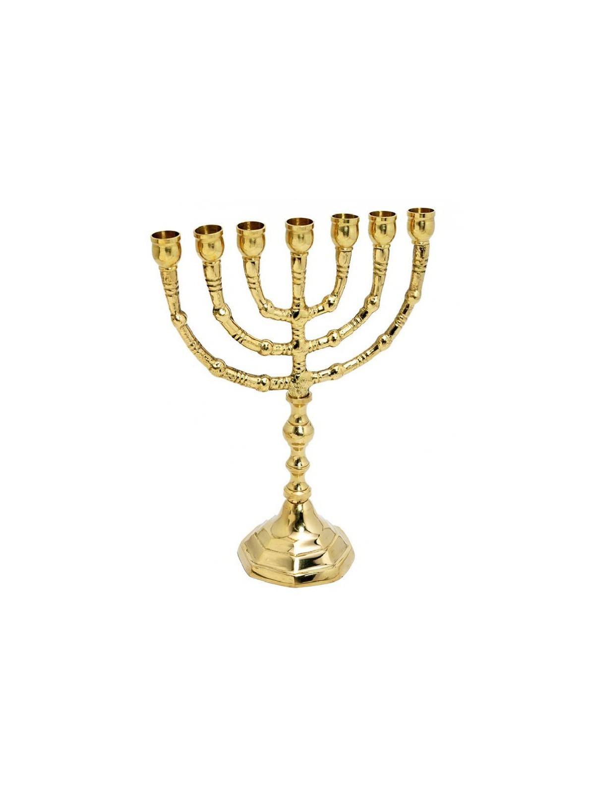Seven Branch Menorah with Decorative Branches Gl... | 7 Branch Menorah