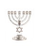 7 Branch Menorah White on Silver with Breastplat... | 7 Branch Menorah
