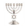 7 Branch Menorah White on Silver with Breastplat... | 7 Branch Menorah