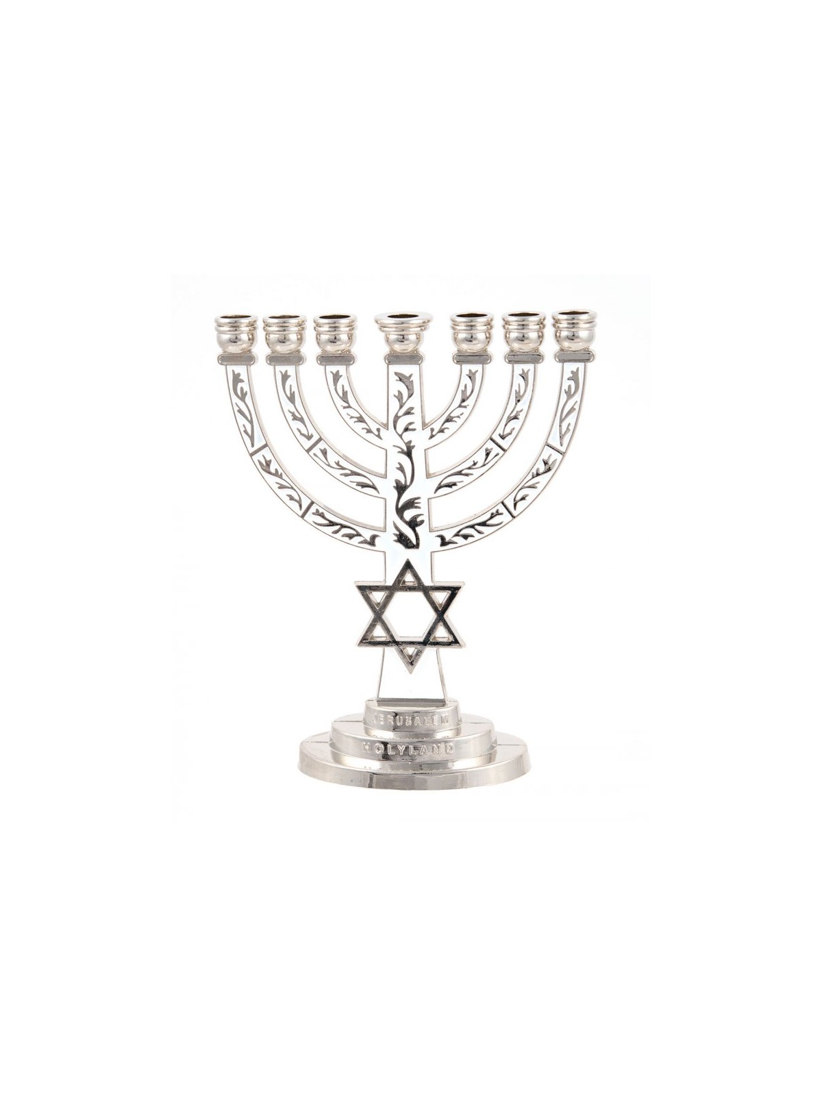 7 Branch Menorah White on Silver with Breastplat... | 7 Branch Menorah