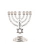 7 Branch Menorah White on Silver with Breastplat... | 7 Branch Menorah