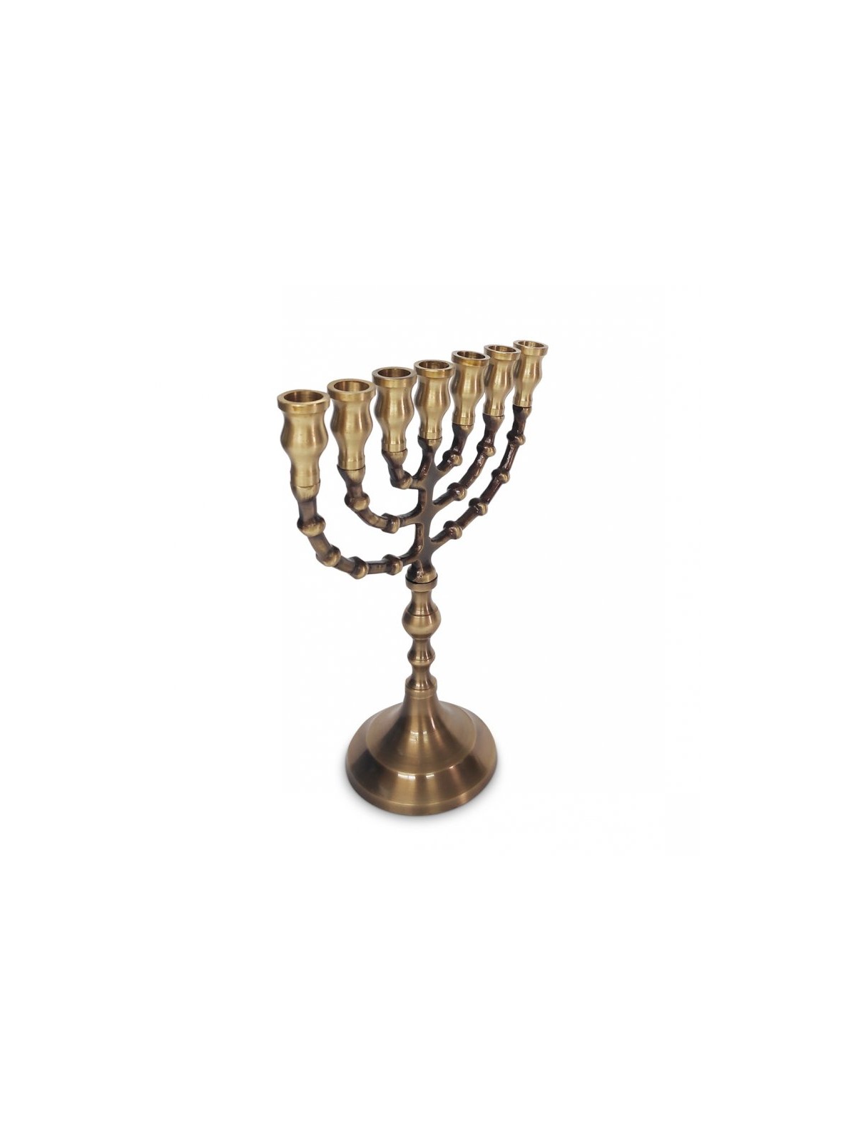 Small Seven Branch Menorah Dark Gold Brass with ... | 7 Branch Menorah