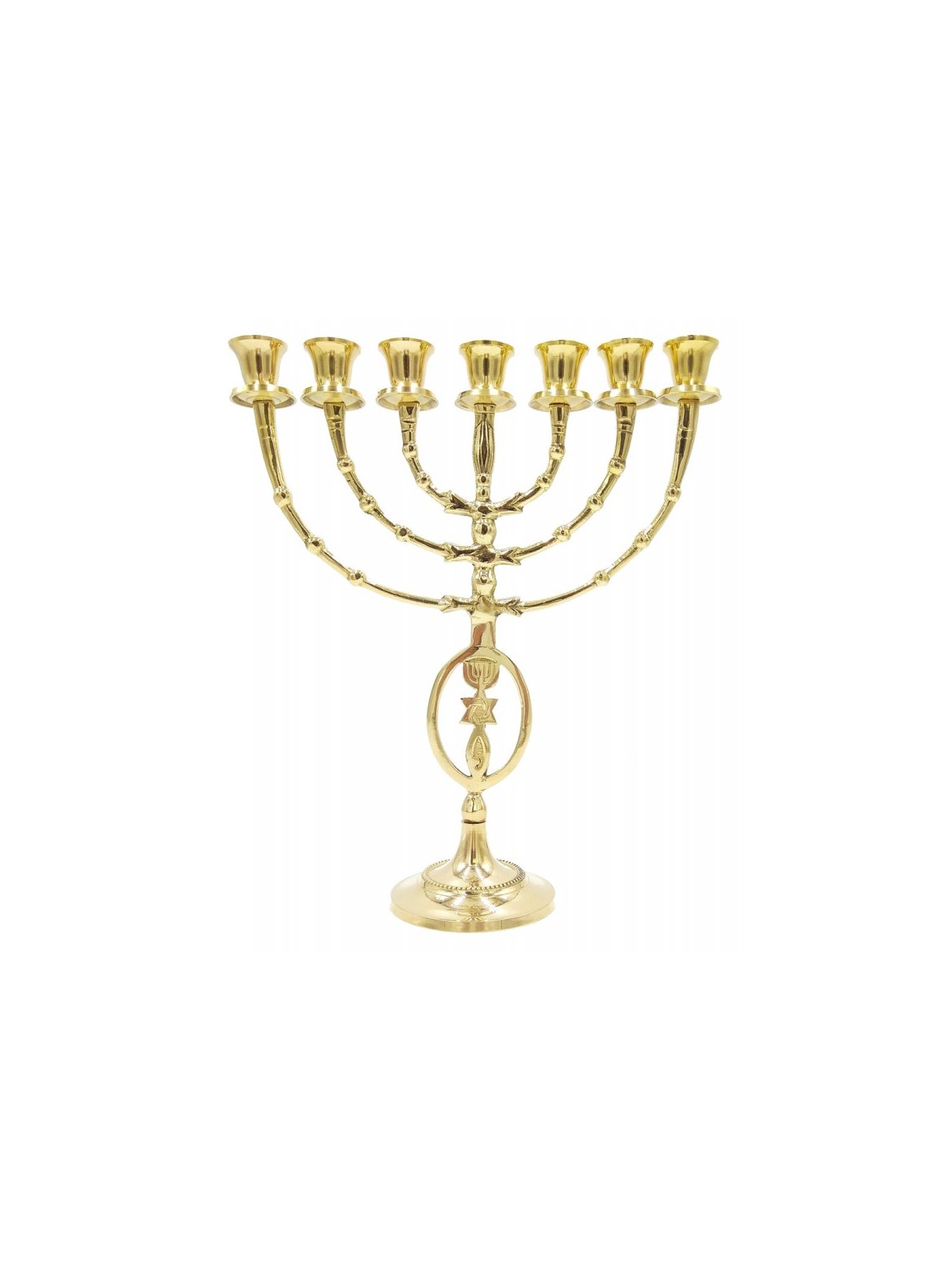 7 Branch Menorah with Oval Framed Menorah Grafte... | 7 Branch Menorah
