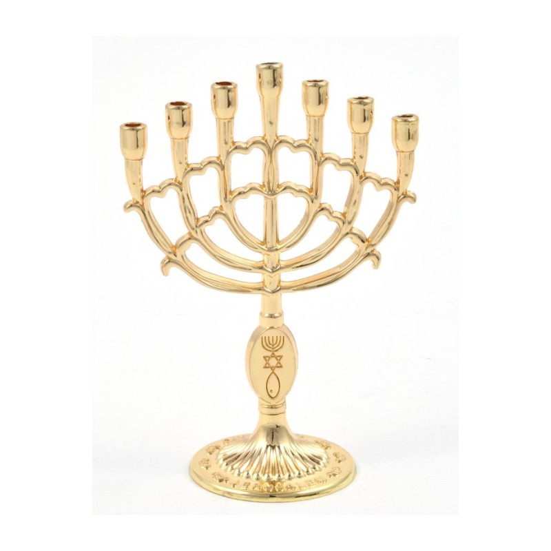 Decorative Mini 7 Branch Menorah with Fis... | Mini Decorative Menorah