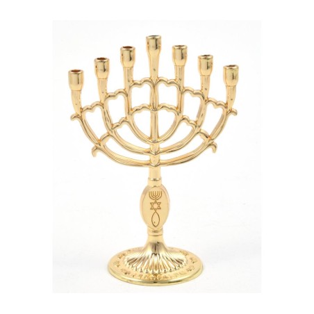 Decorative Mini 7 Branch Menorah with Fis... | Mini Decorative Menorah