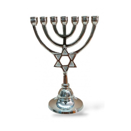 Seven Branch Nickel Menorah with Star of David o... | 7 Branch Menorah
