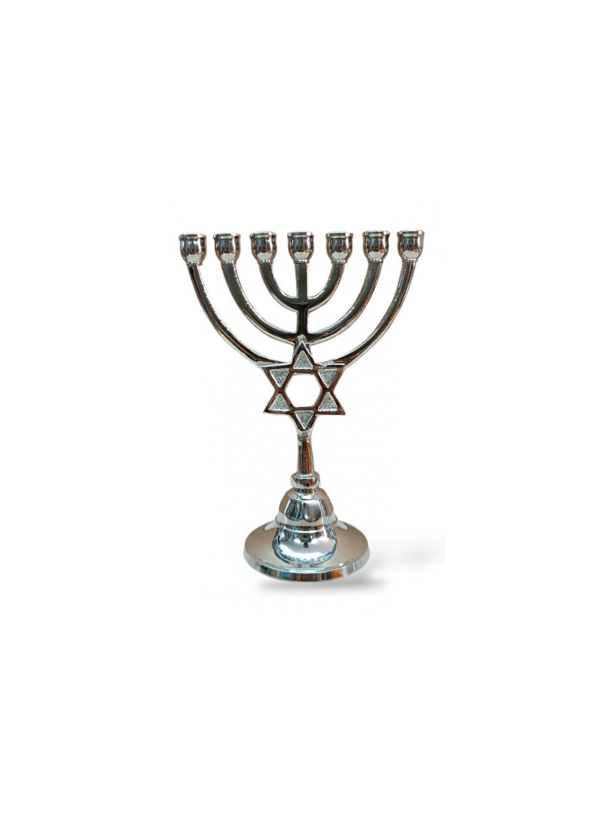 Seven Branch Nickel Menorah with Star of David o... | 7 Branch Menorah