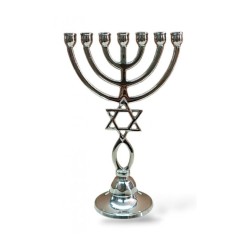 Seven Branch Menorah with Star of David and Graf... | 7 Branch Menorah
