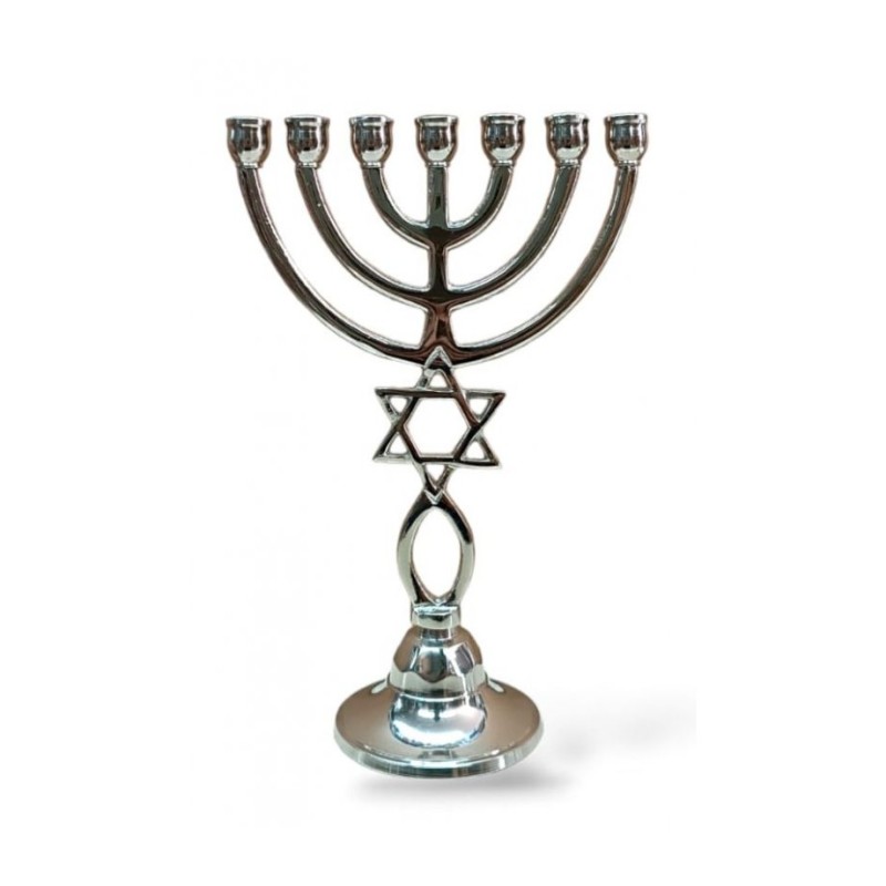 Seven Branch Menorah with Star of David and Graf... | 7 Branch Menorah