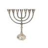 Seven Branch Menorah Pewter Covered Brass with D... | 7 Branch Menorah