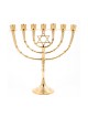 Seven Branch Menorah on Stem Gold Colored Brass ... | 7 Branch Menorah