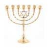 Seven Branch Menorah on Stem Gold Colored Brass ... | 7 Branch Menorah
