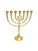Seven Branch Menorah on Stem Gold Colored Brass ... | 7 Branch Menorah