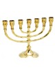 Small Seven Branch Menorah Gleaming Gold Brass 6 | 7 Branch Menorah