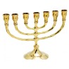 Small Seven Branch Menorah Gleaming Gold Brass 6 | 7 Branch Menorah