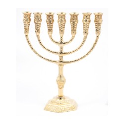 Seven Branch Menorah in Decorative Gold Colored ... | 7 Branch Menorah