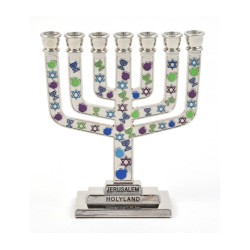 Decorative Mini 7 Branch Menorah with Col... | Mini Decorative Menorah