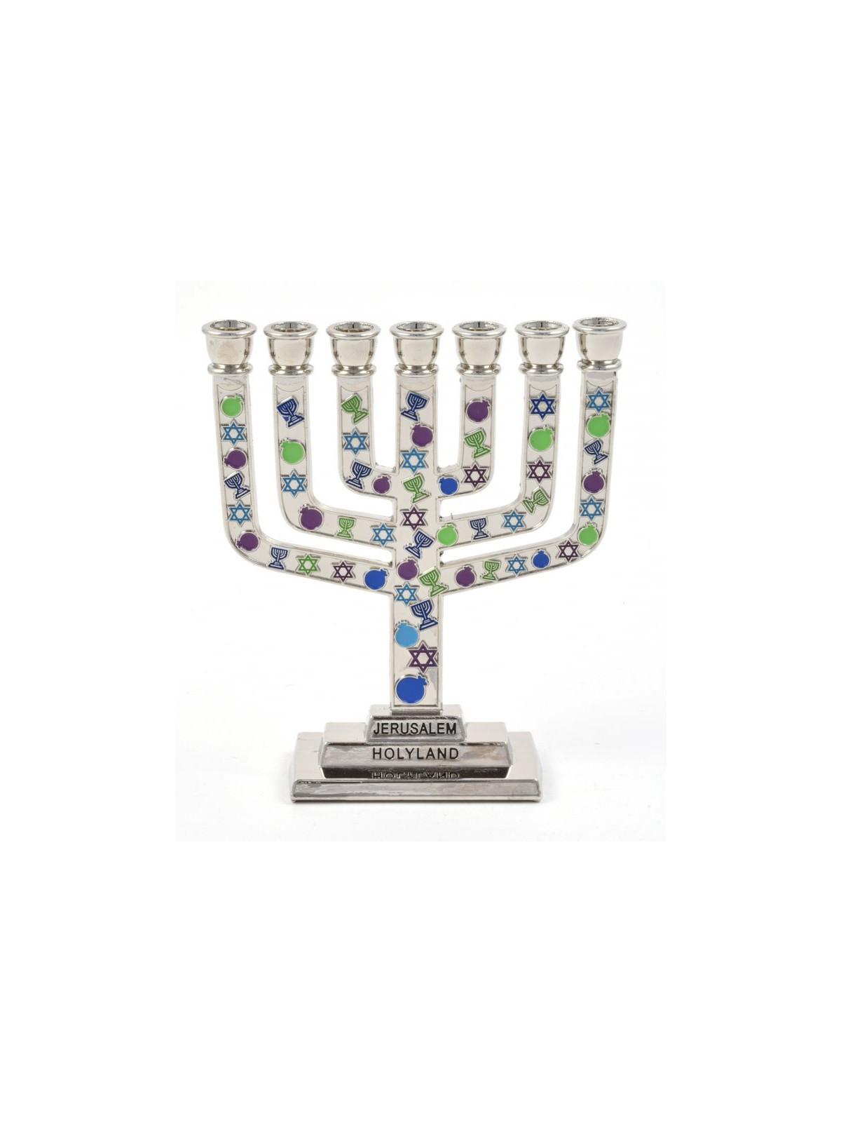 Decorative Mini 7 Branch Menorah with Col... | Mini Decorative Menorah