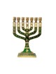 Small Gold Metal 7 Branch Menorah with Enamel 12... | 7 Branch Menorah