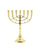 7 Branch Menorah Leaf Design Gold Colored Brass 10 | 7 Branch Menorah