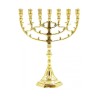 7 Branch Menorah Leaf Design Gold Colored Brass 10 | 7 Branch Menorah