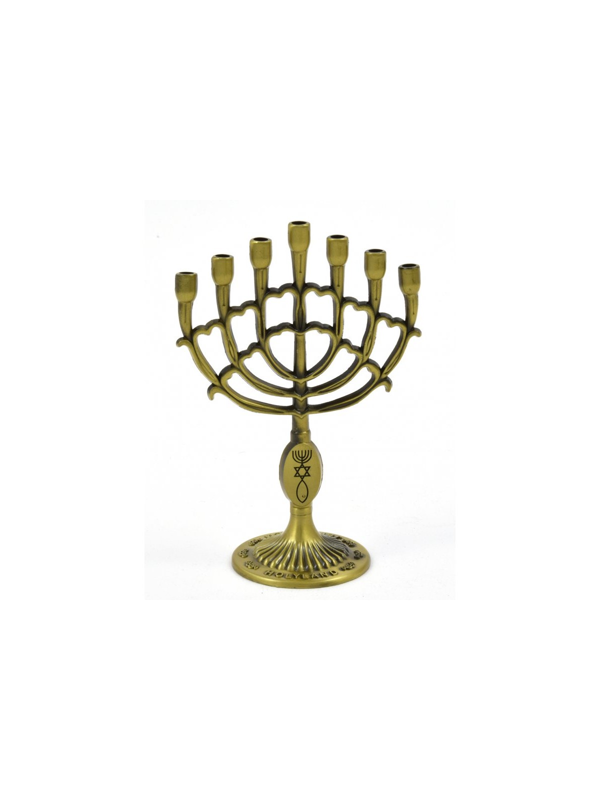 Decorative Mini 7 Branch Menorah with Fis... | Mini Decorative Menorah