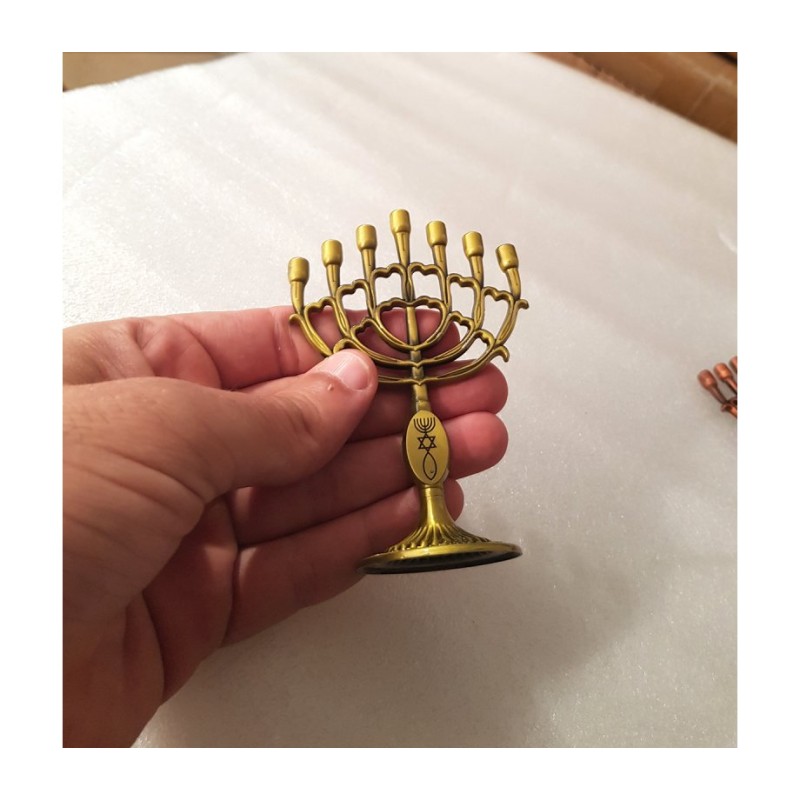 Mini menorah décorative à 7 branches avec fis... | Mini Menorah Décorative