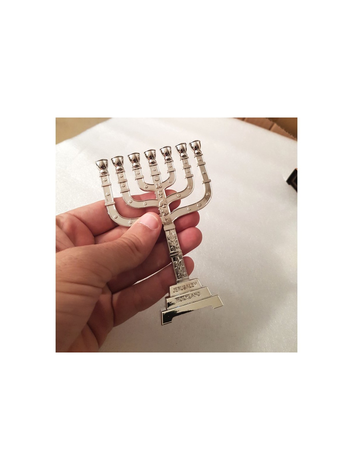 מיני חנוכיית שבעה סניפים דקורטיבית עם... | מיני חנוכייה דקורטיבית