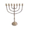 Seven Branch Menorah Dark Gold Brass with Bead D... | 7 Branch Menorah