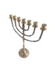 Seven Branch Menorah Dark Gold Brass with Bead D... | 7 Branch Menorah