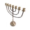 Seven Branch Menorah Dark Gold Brass with Bead D... | 7 Branch Menorah