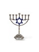 Small Silver Seven Branch Menorah on Stem with B... | 7 Branch Menorah
