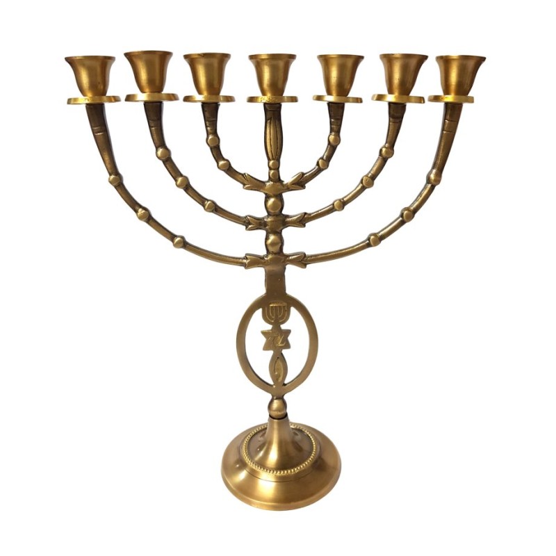 7 Branch Menorah Fish Star of David Menorah Anti... | 7 Branch Menorah