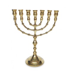 Seven Branch Menorah in Gold Brass 85 Inches | 7 Branch Menorah
