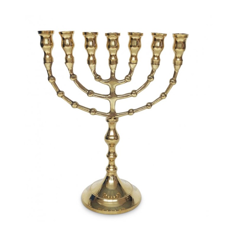 Seven Branch Menorah in Gold Brass 85 Inches | 7 Branch Menorah