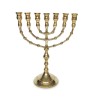 Seven Branch Menorah in Gold Brass 85 Inches | 7 Branch Menorah