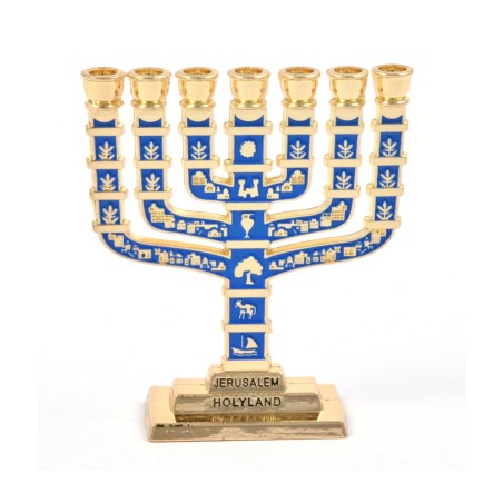 Miniature 7 Branch Menorah with Judaic Sy... | Mini Decorative Menorah
