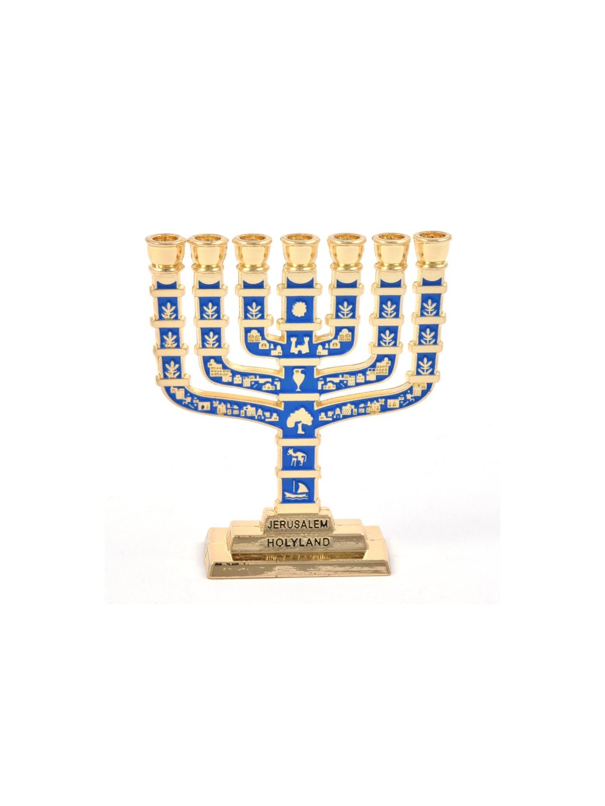 Miniature 7 Branch Menorah with Judaic Sy... | Mini Decorative Menorah