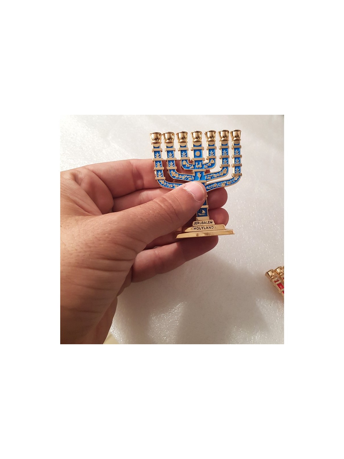 Miniature 7 Branch Menorah with Judaic Sy... | Mini Decorative Menorah