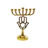 Small Gold Color Seven Branch Menorah with Hamsa... | 7 Branch Menorah