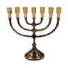 Small Seven Branch Menorah in Dark Gold Brass wi... | 7 Branch Menorah