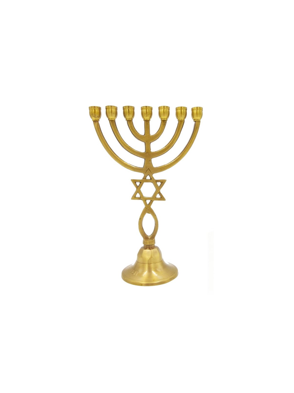 Dark Gold Brass 7 Branch Menorah with Star of Da... | 7 Branch Menorah