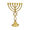 Dark Gold Brass 7 Branch Menorah with Star of Da... | 7 Branch Menorah