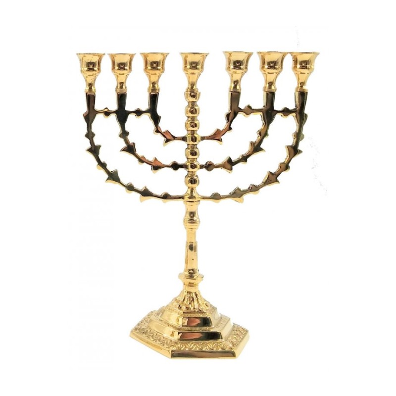 Seven Branch Menorah with Arrow Design Branches ... | 7 Branch Menorah