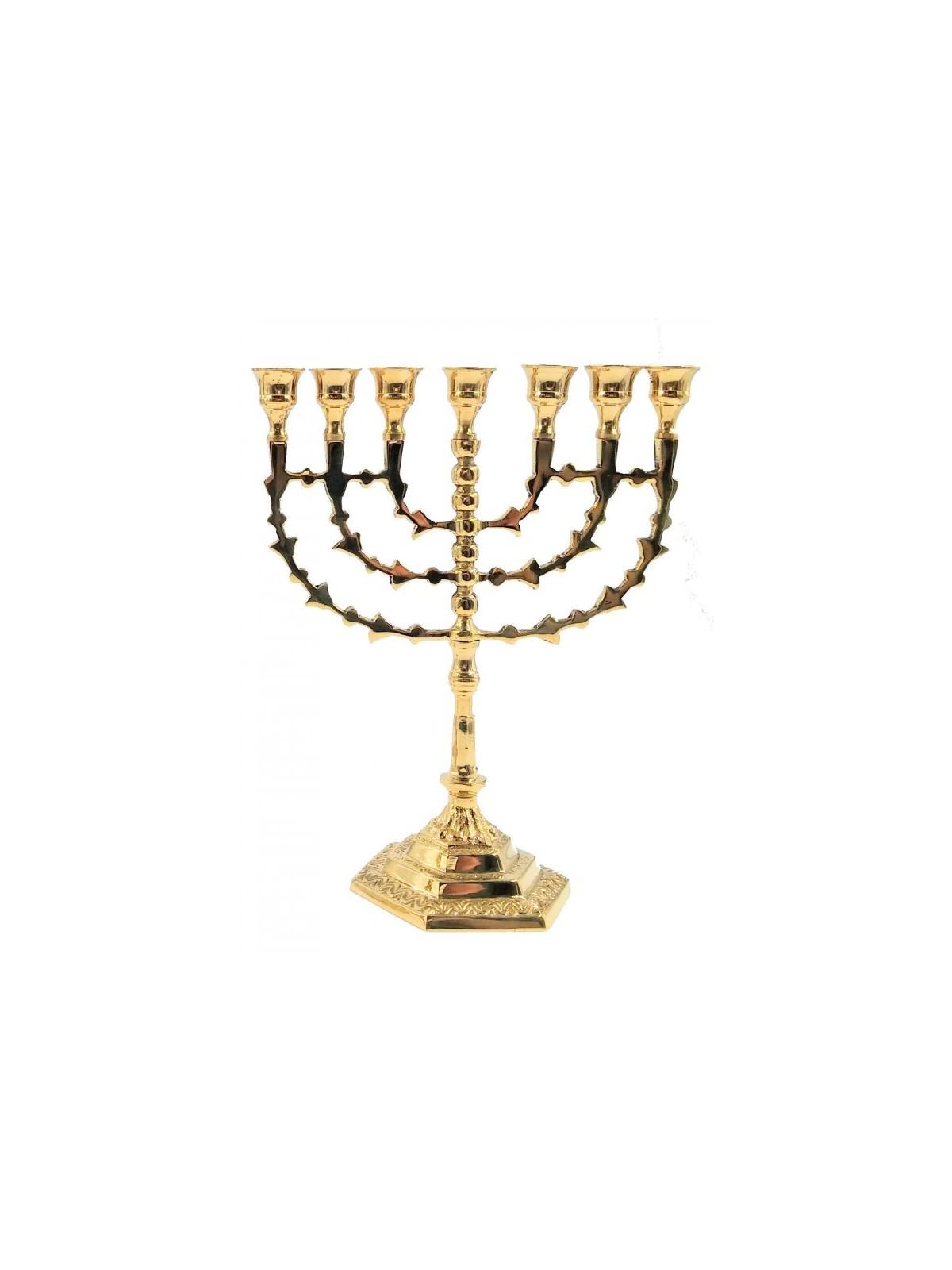 Seven Branch Menorah with Arrow Design Branches ... | 7 Branch Menorah