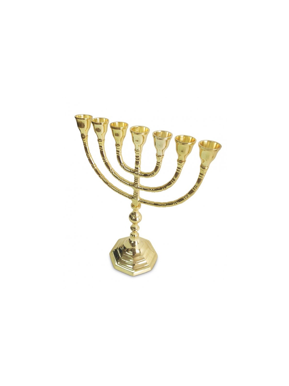 Seven Branch Menorah with Decorative Stem and Ba... | 7 Branch Menorah