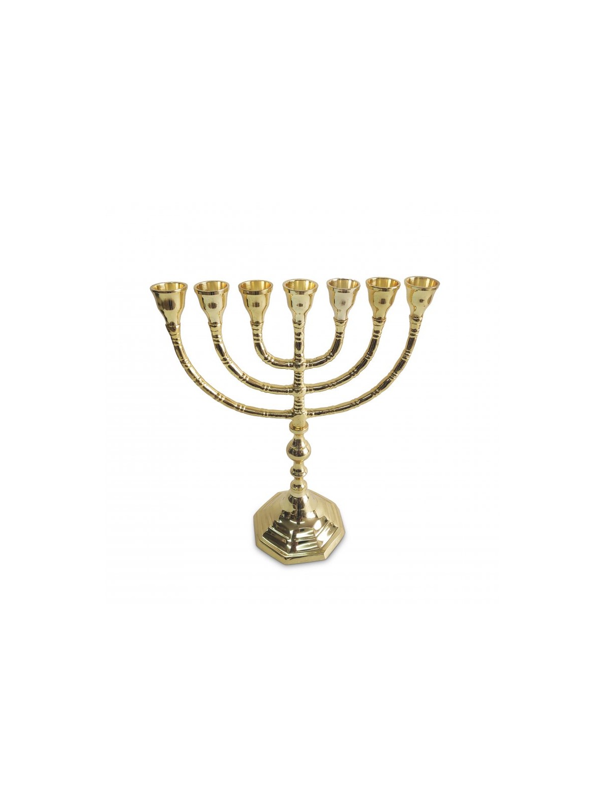 Seven Branch Menorah with Decorative Stem and Ba... | 7 Branch Menorah